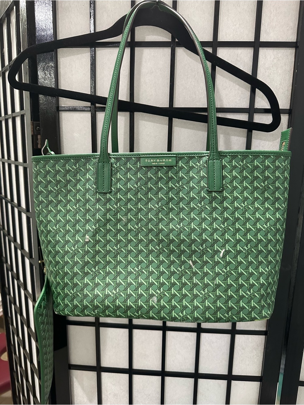 Tory Burch Ever-Ready Green Patterned Tote Bag
